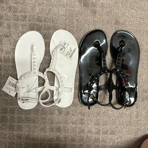 Black & White jelly sandals size 7